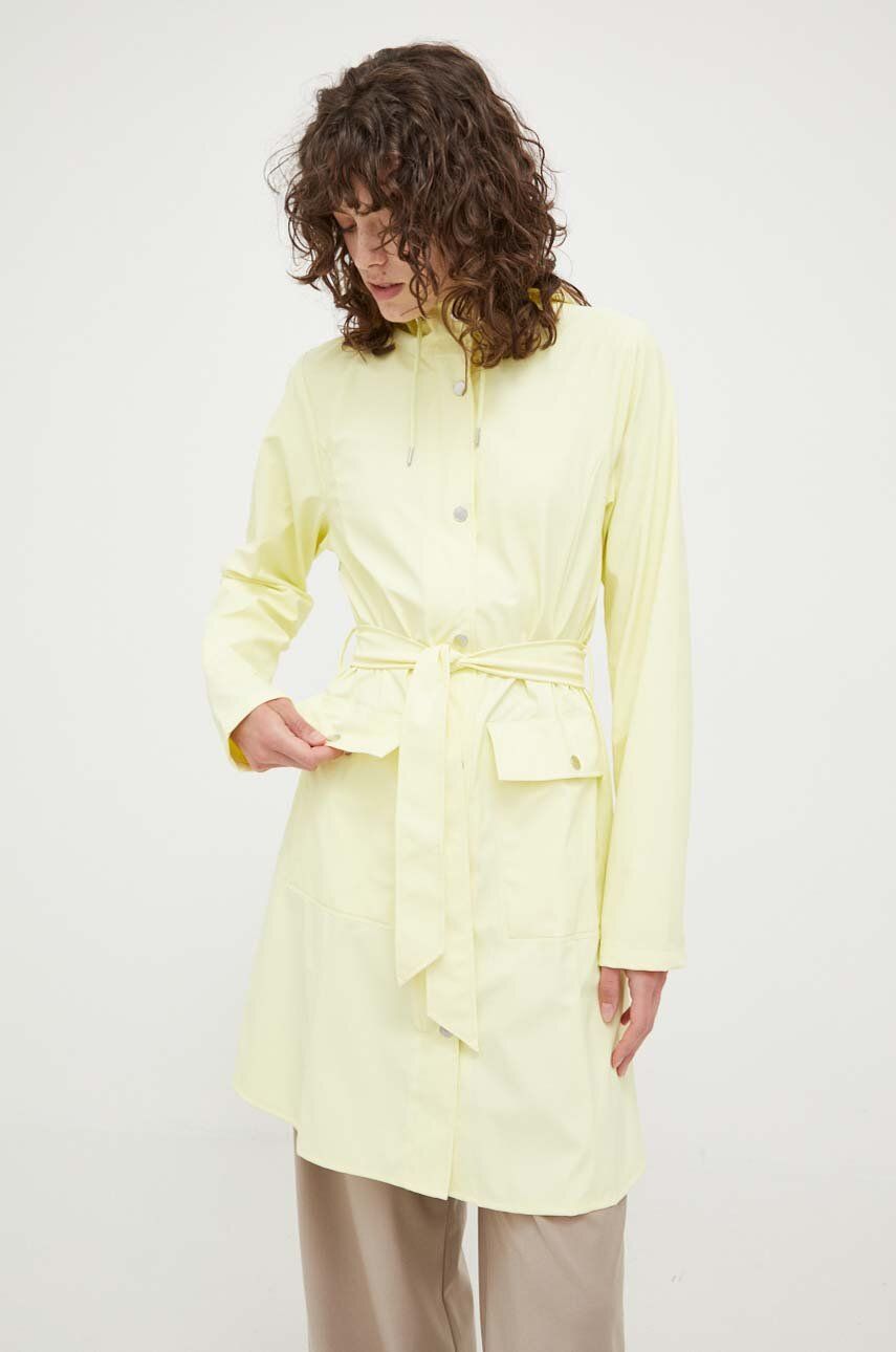 E-shop Nepromokavá bunda Rains 18130 Curve Jacket dámská, žlutá barva, přechodná