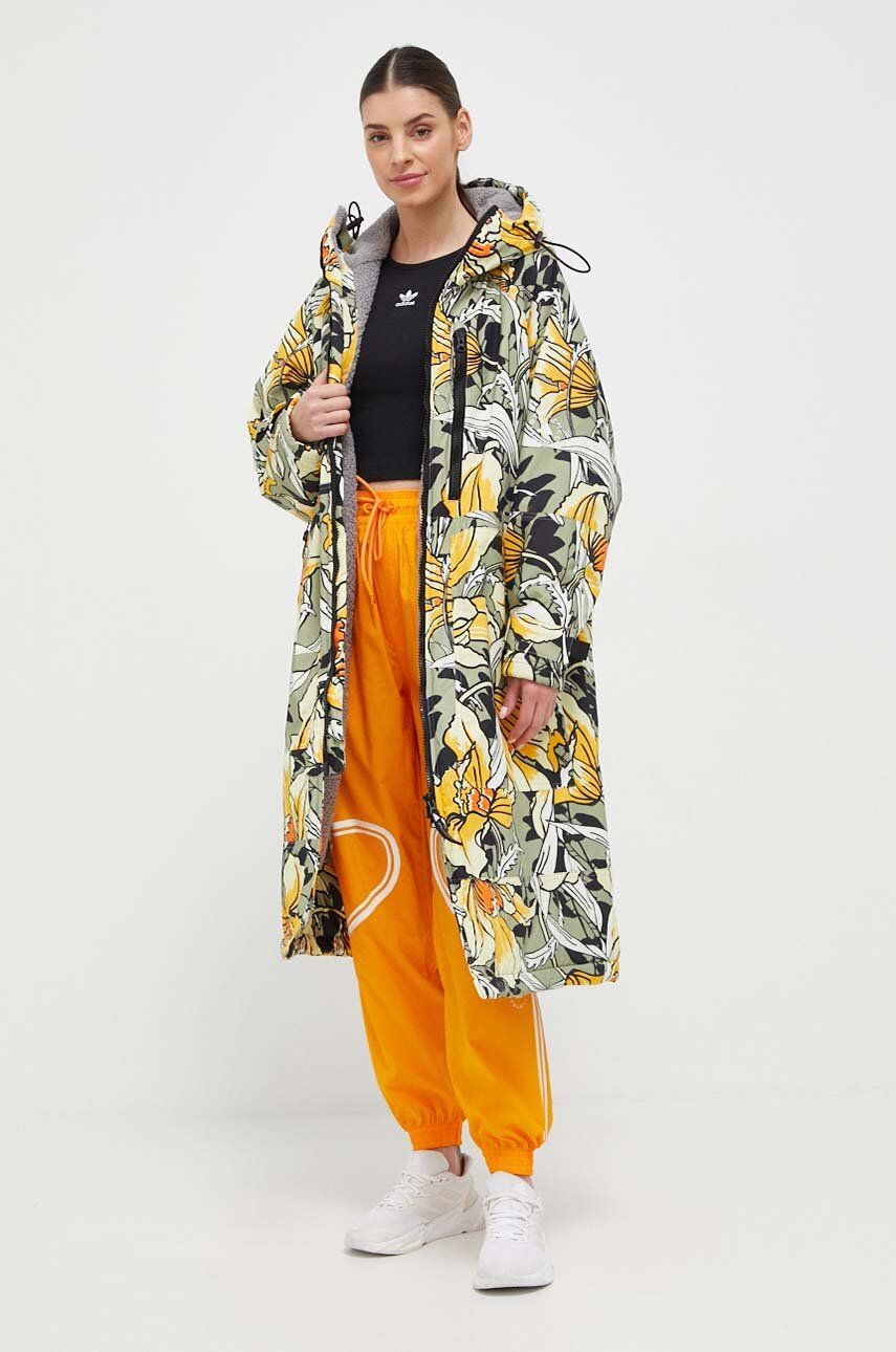 adidas by Stella McCartney geaca femei, culoarea galben, de tranzitie, oversize adidas
