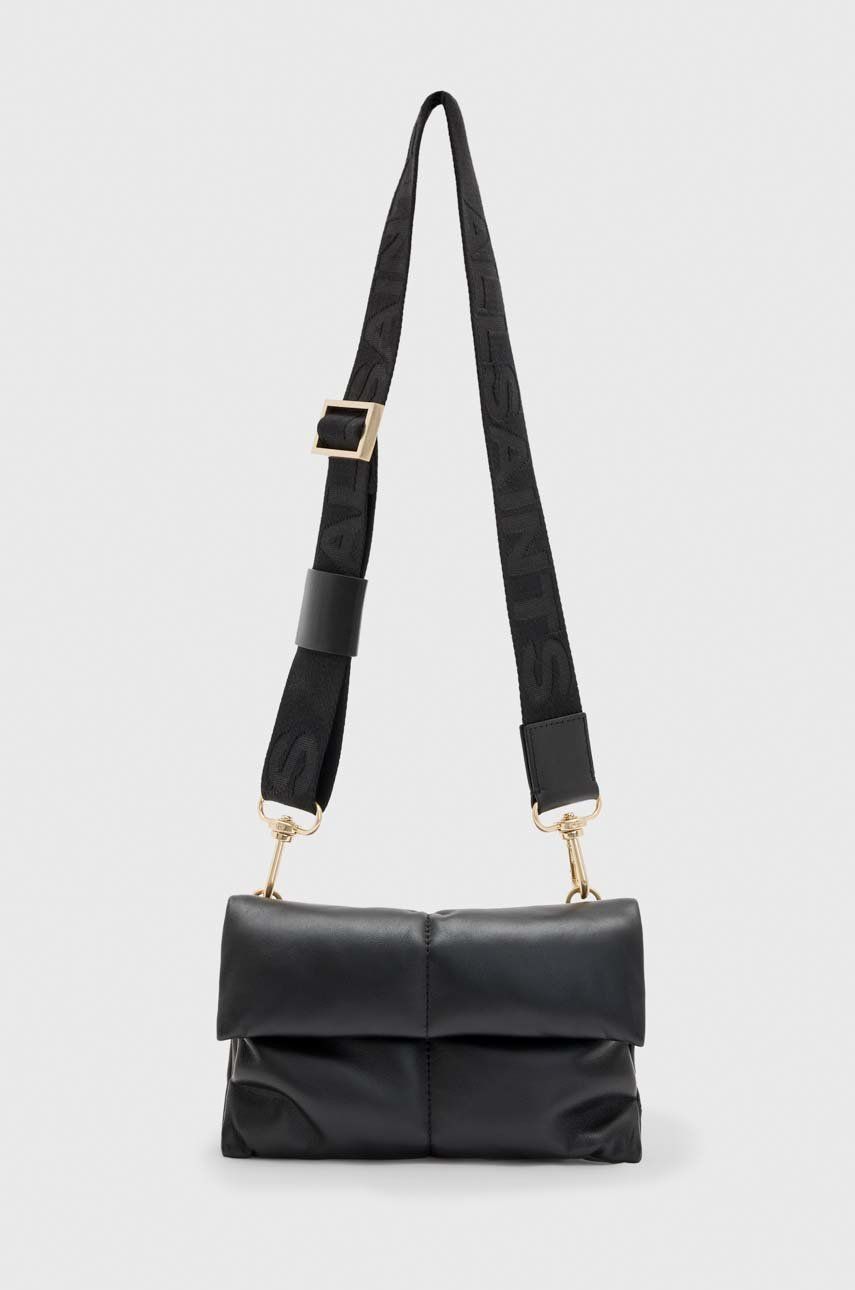 Levně Kožená kabelka AllSaints černá barva