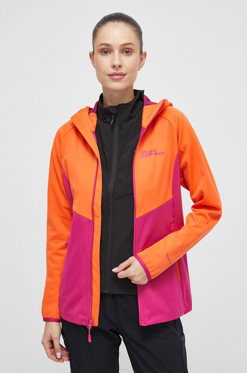 Outdoorová bunda Jack Wolfskin Go Hike Softshell oranžová barva - oranžová - 100 % Polyester