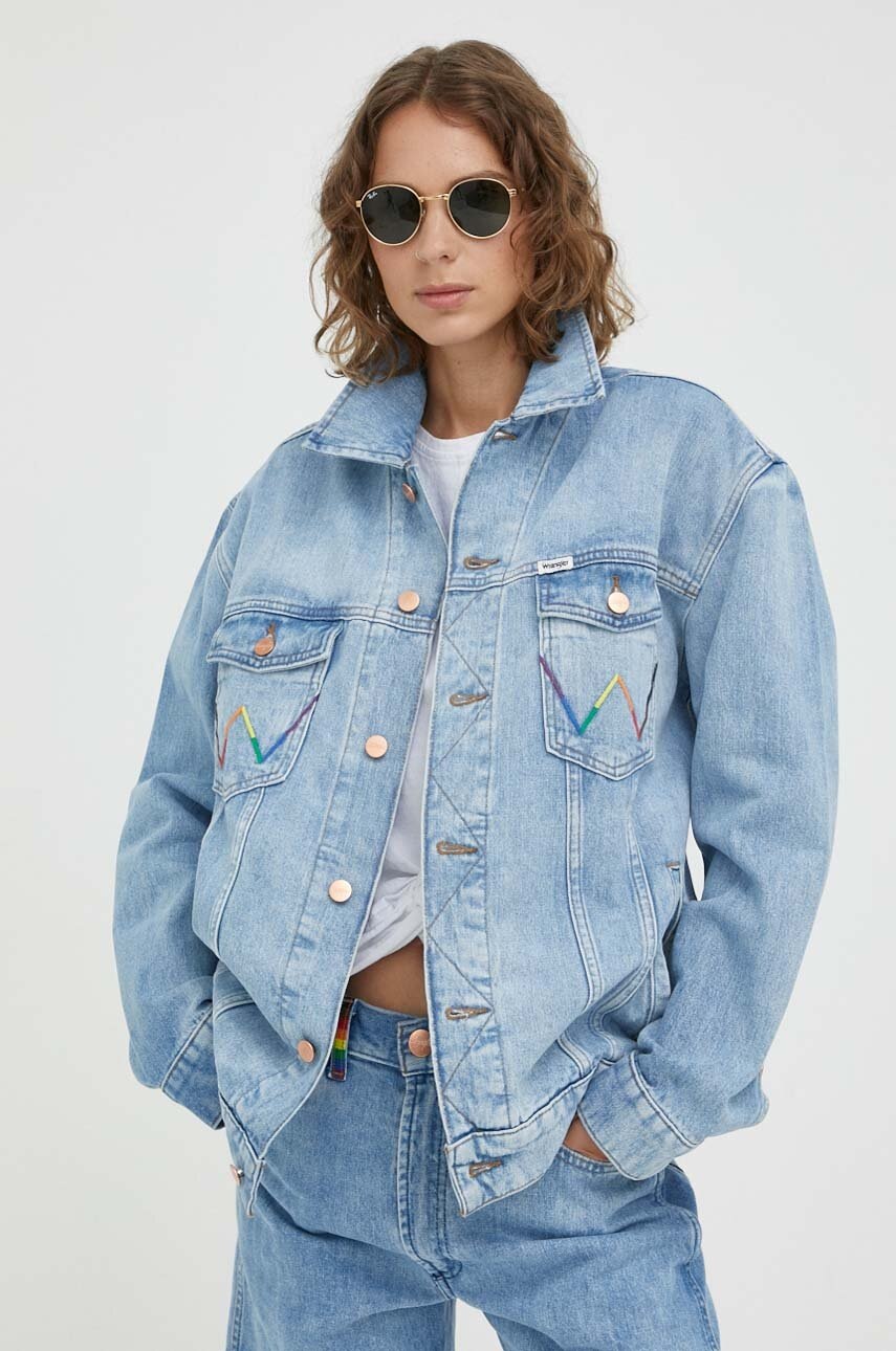 

Дънково яке Wrangler Pride в синьо преходен модел с уголемена кройка, Син