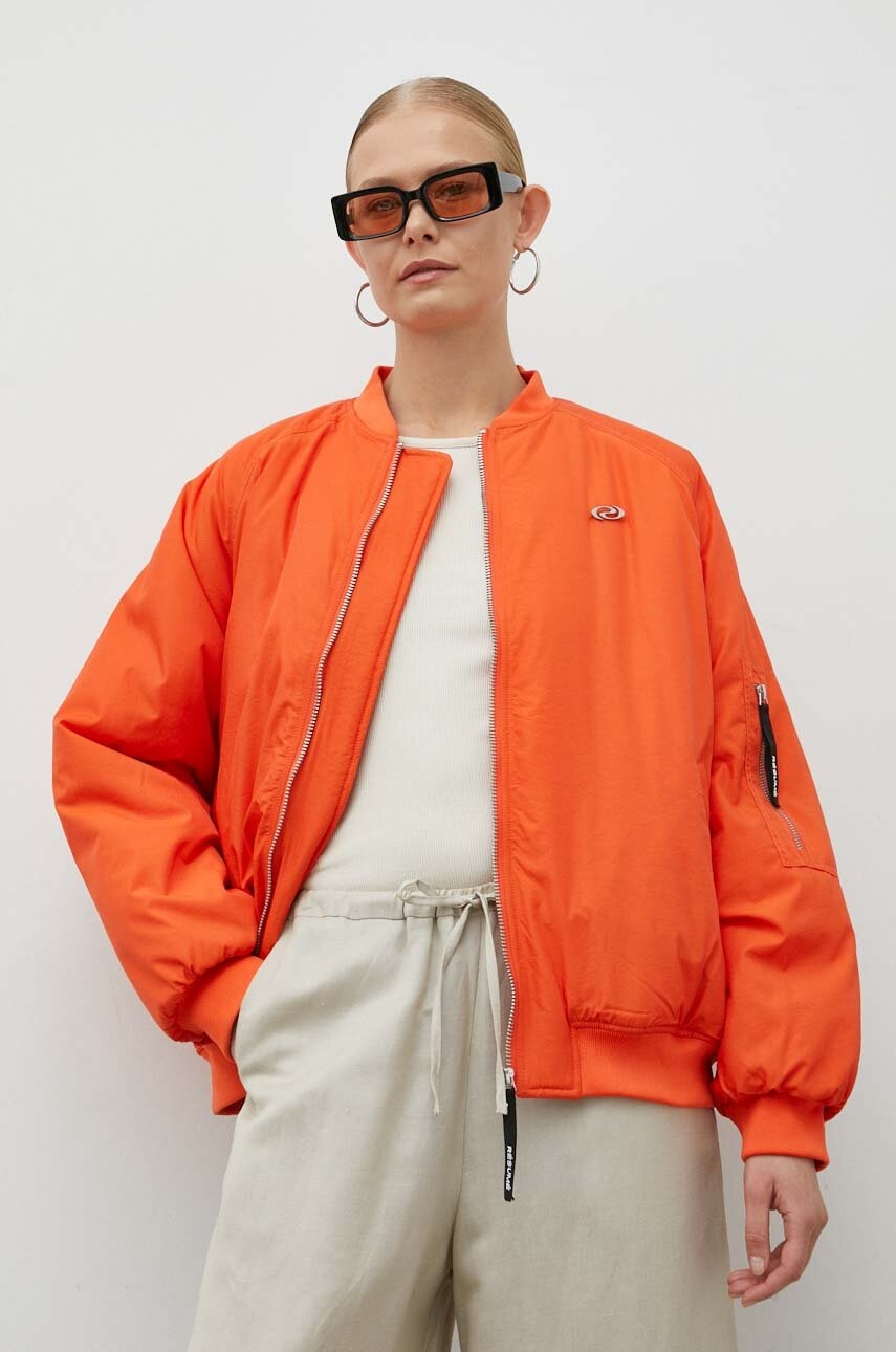 Bomber bunda Résumé oranžová barva, zimní, oversize