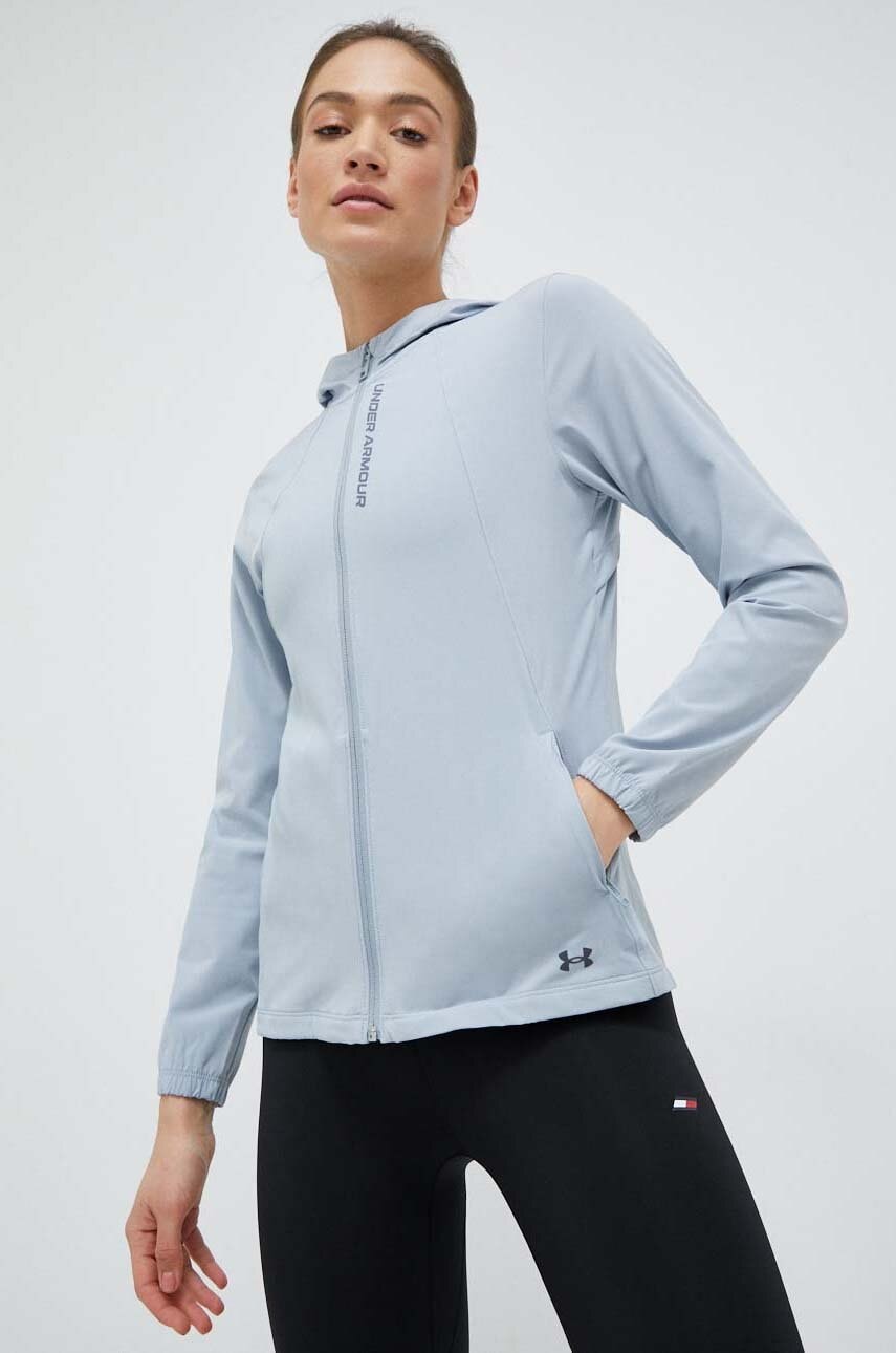 Levně Běžecká bunda Under Armour OutRun the Storm šedá barva, 1377043