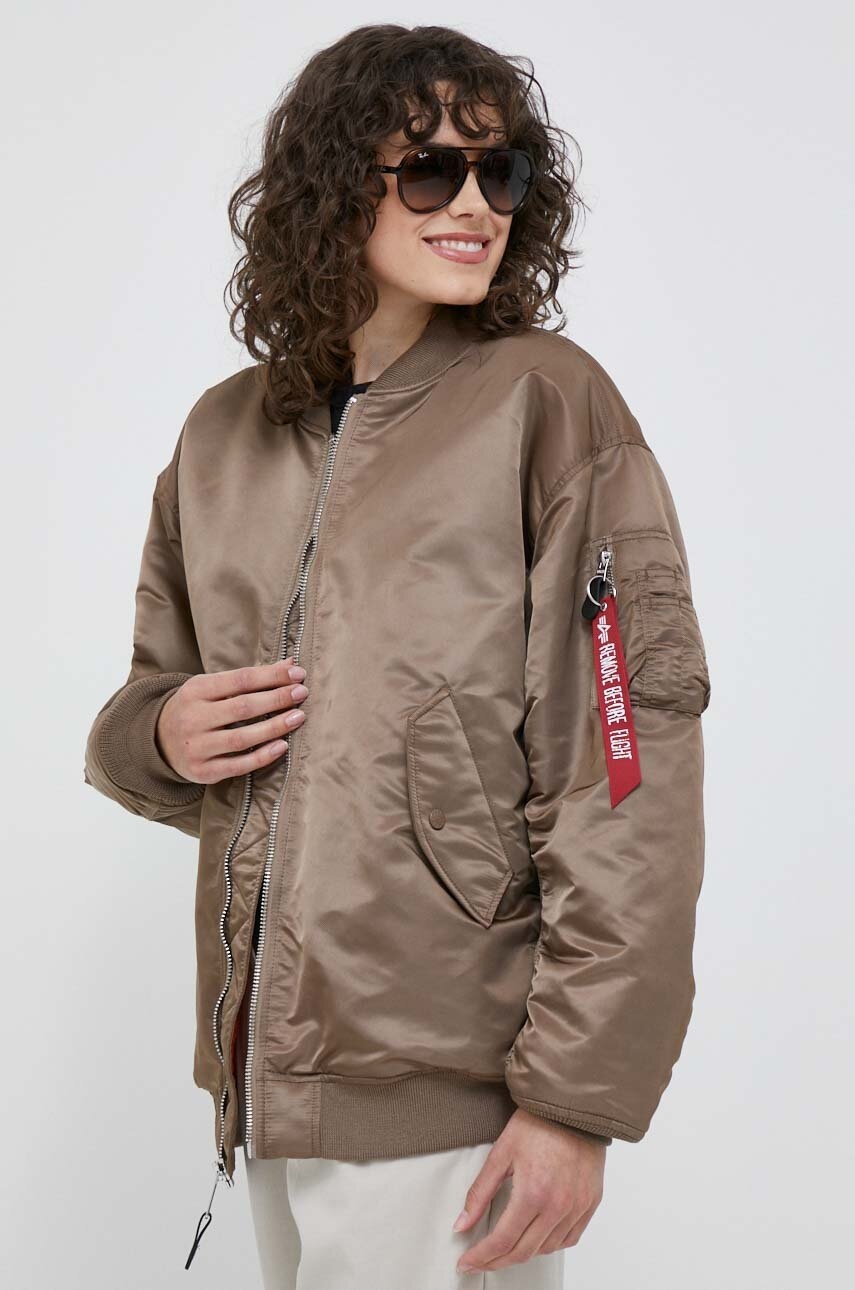 

Куртка-бомбер Alpha Industries MA-1 CORE WMN жіночий колір коричневий зимова oversize