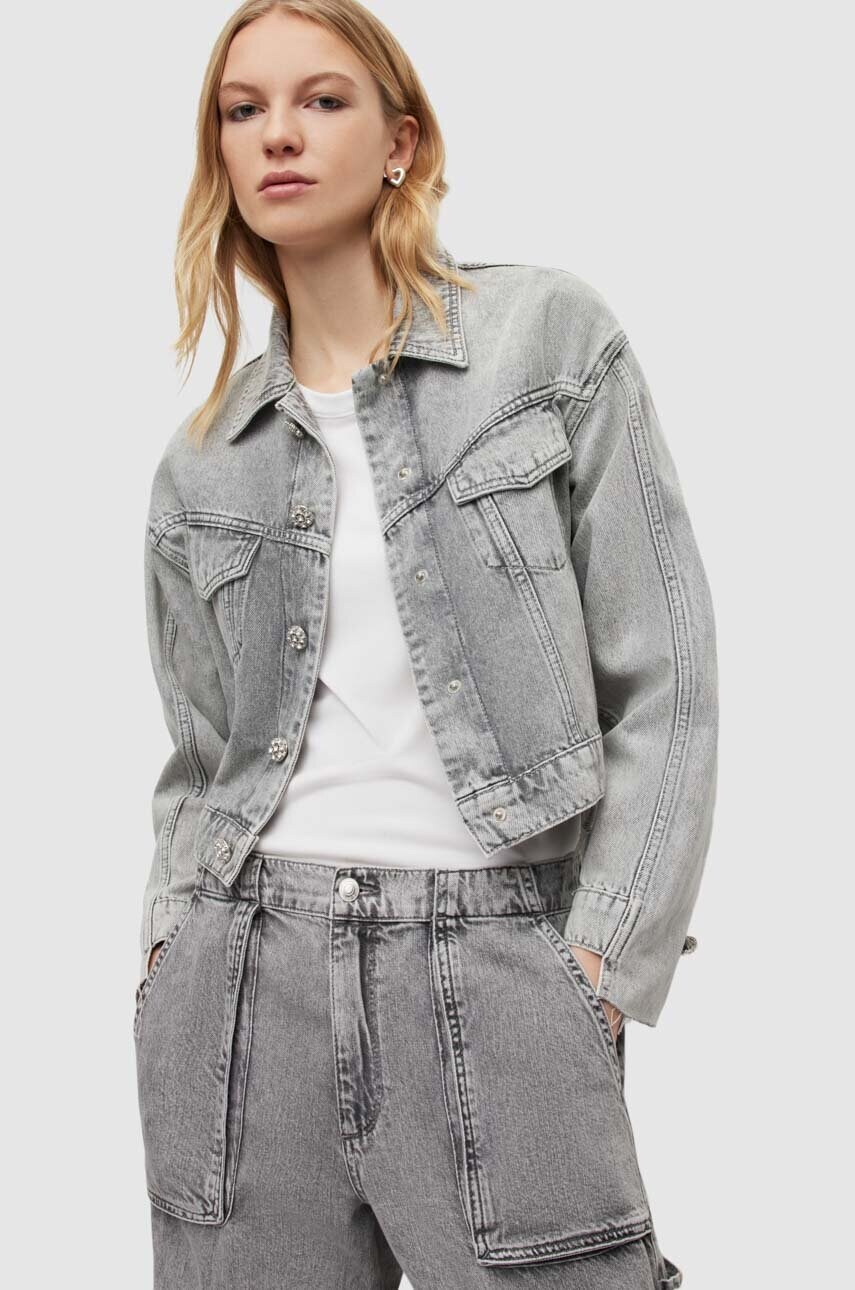 

Хлопковая джинсовая куртка AllSaints цвет серый переходная