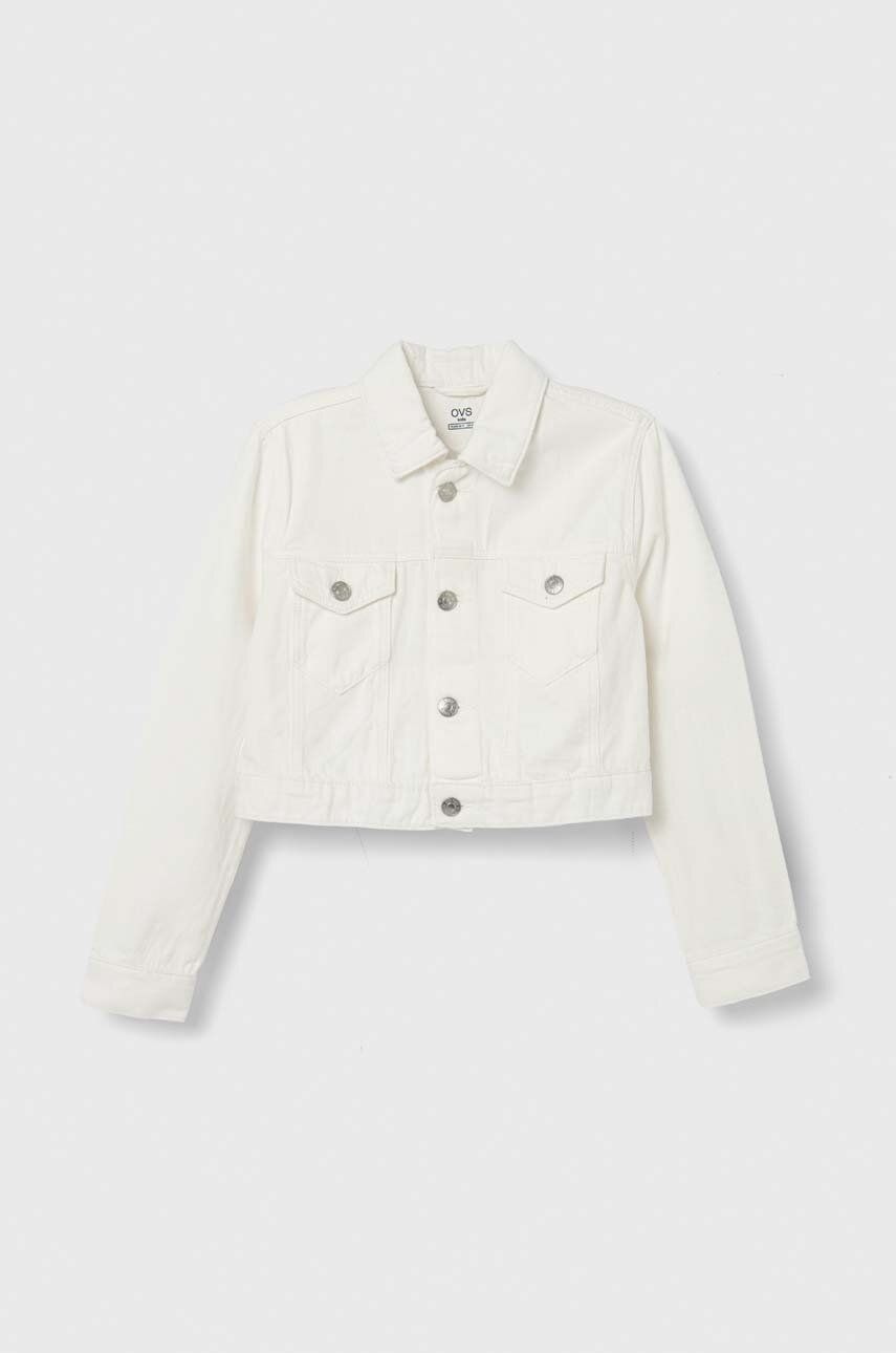 Dětská riflová bunda OVS bílá barva - bílá -  100 % Bavlna