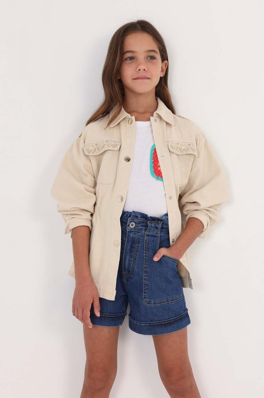 Детская джинсовая куртка Mayoral цвет бежевый Детская джинсовая куртка Mayoral цвет бежевый