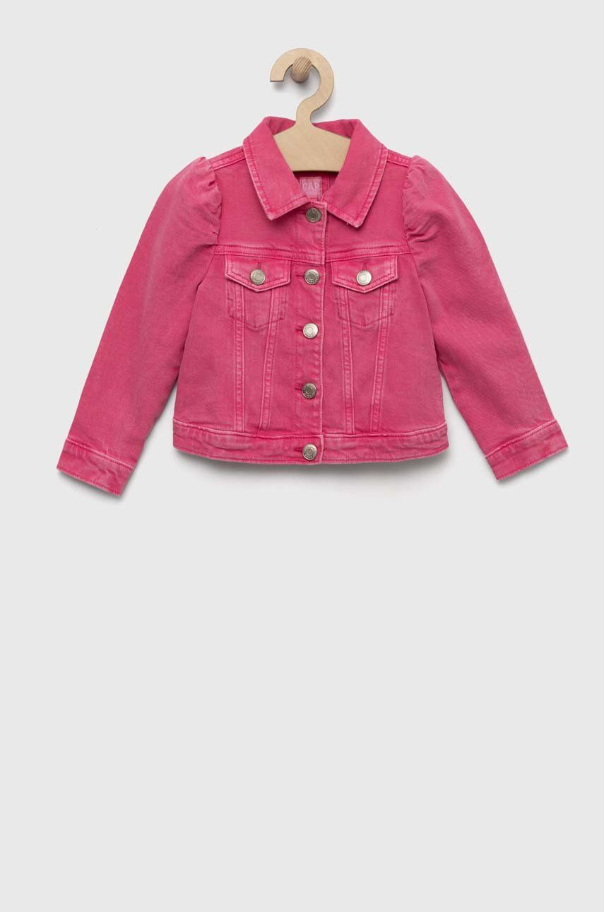 Dětská riflová bunda GAP růžová barva - růžová -  99 % Bavlna