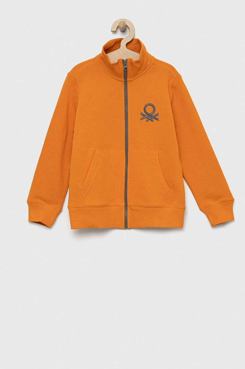 

Детски памучен суичър United Colors of Benetton в оранжево с апликация, Оранжев