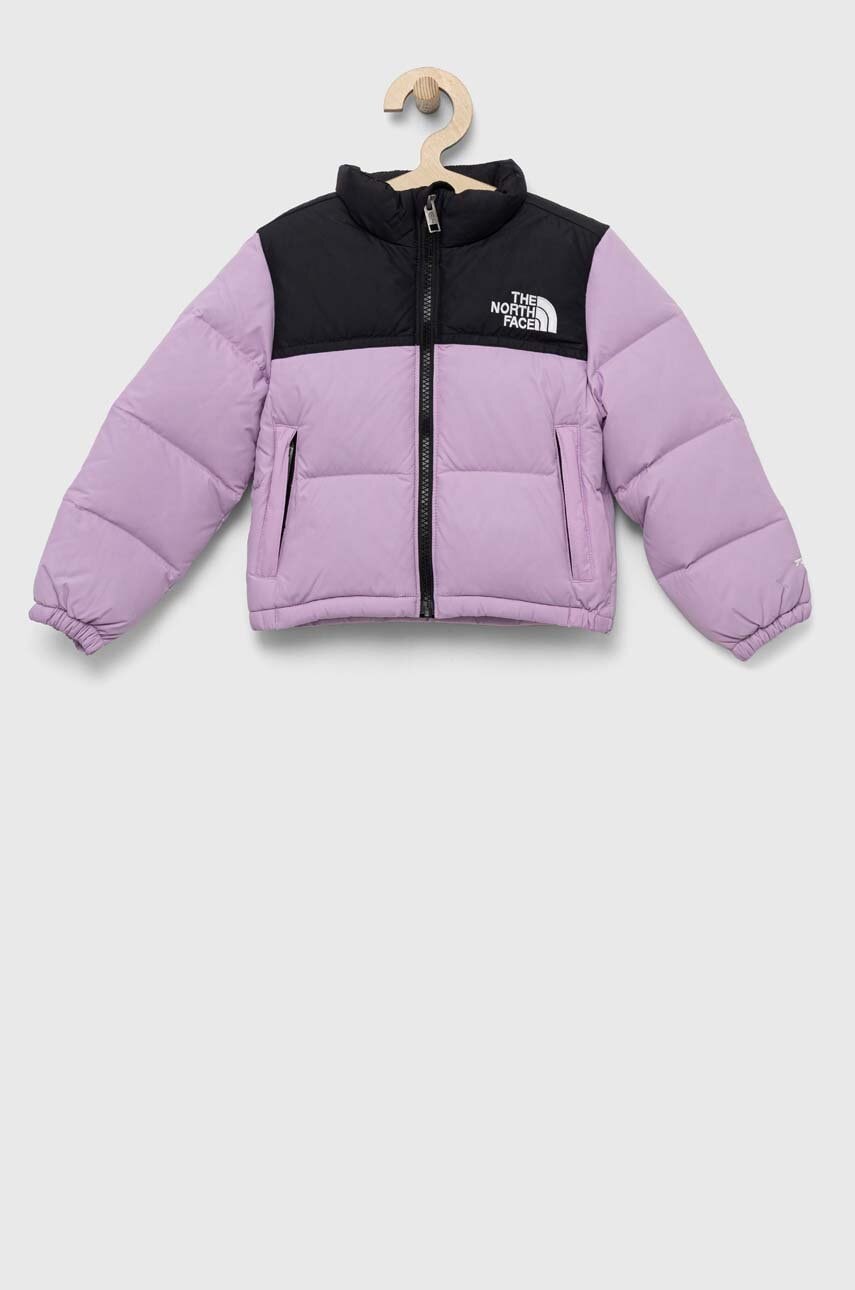 E-shop Dětská péřová bunda The North Face fialová barva