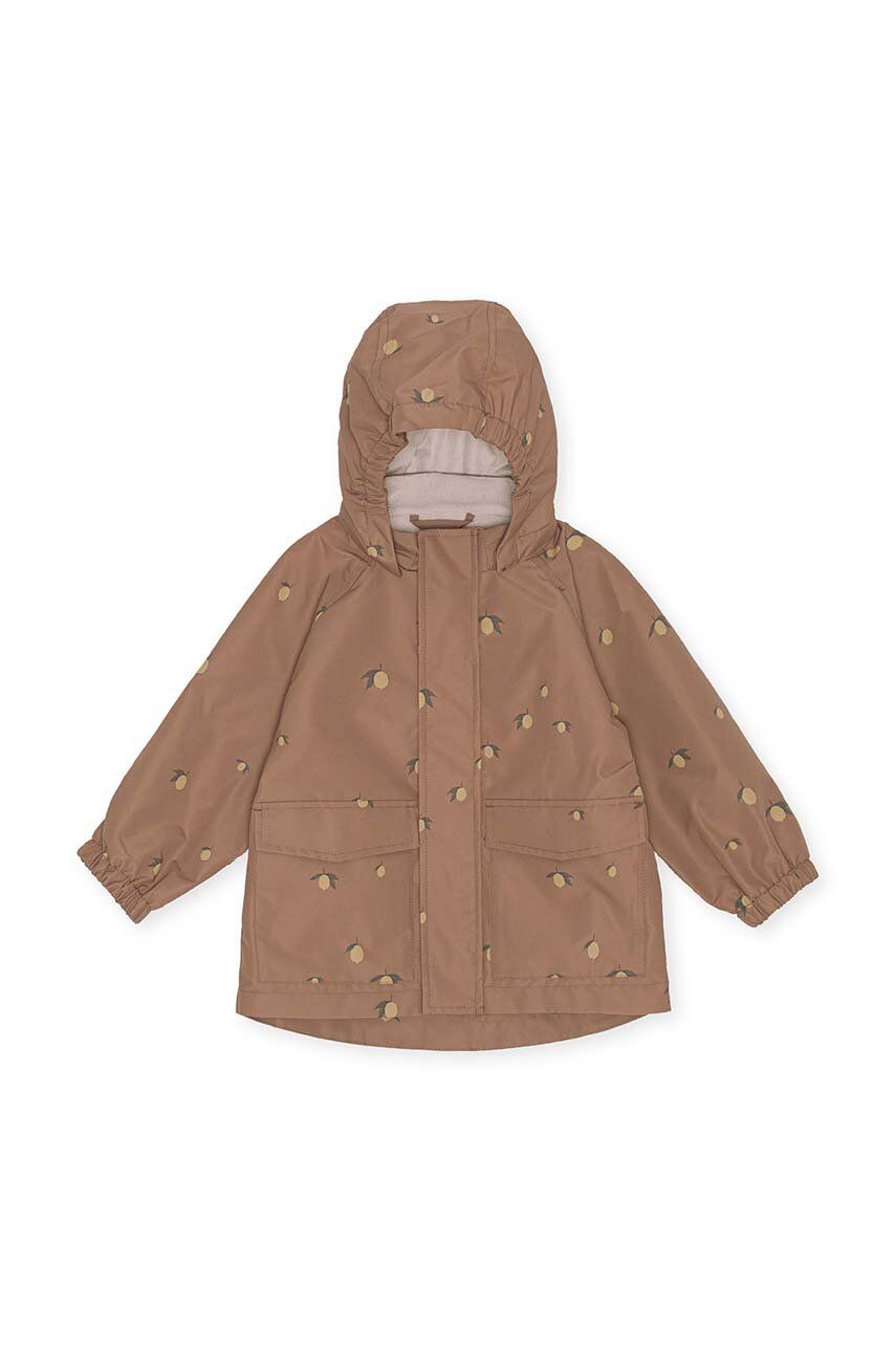 Dětská nepromokavá bunda Konges Sløjd béžová barva - béžová -  Hlavní materiál: 100 % Nylon