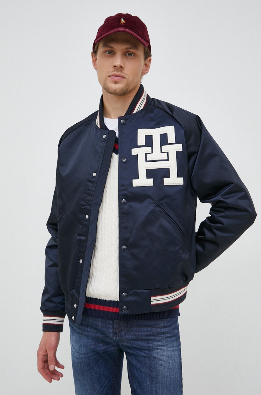 

Куртка-бомбер Tommy Hilfiger мужской цвет синий переходная oversize
