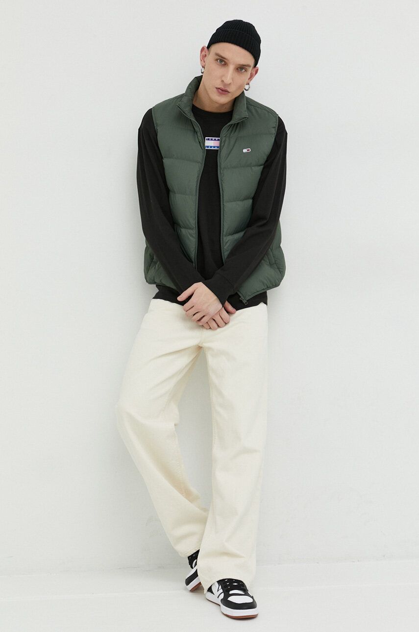 Tommy Jeans vesta de puf barbati, culoarea verde