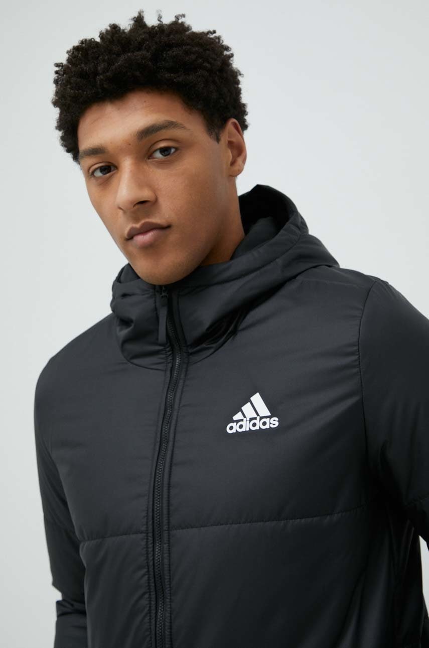 Bunda adidas pánská, černá barva, přechodná - černá -  Hlavní materiál: 100 % Polyester Po