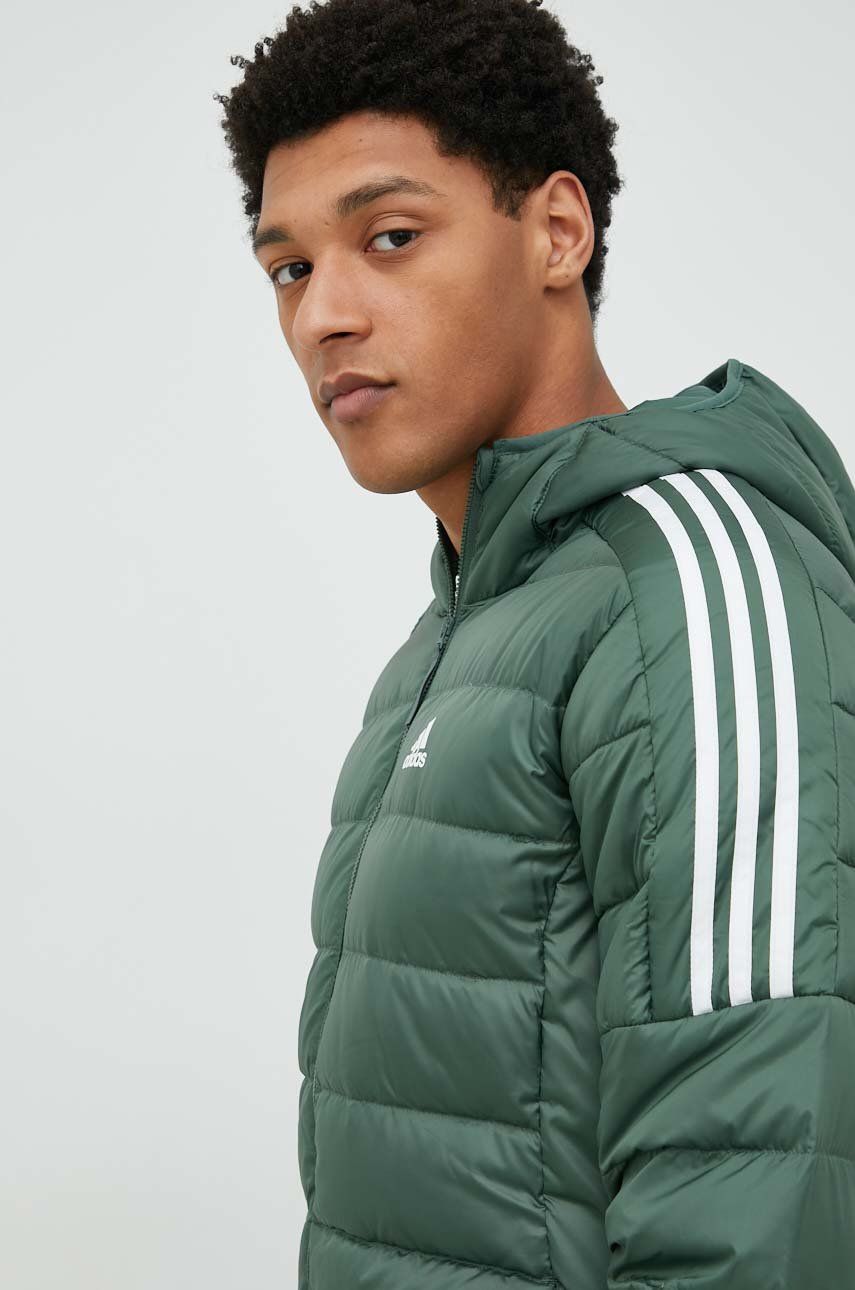 Péřová bunda adidas pánská, zelená barva, zimní - zelená -  Hlavní materiál: 100 % Recyklovaný 