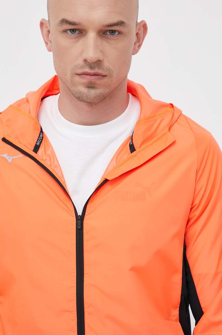 Běžecká bunda Mizuno Alpha oranžová barva - oranžová -  100 % Polyester