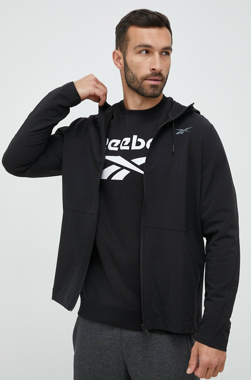 Reebok windbreaker Performance culoarea negru, de tranzitie