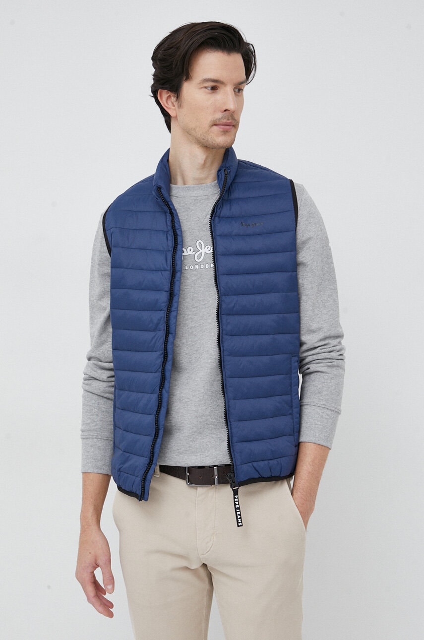 Pepe Jeans Vesta Connel Gillet Barbati, Culoarea Albastru Marin, De Tranzitie