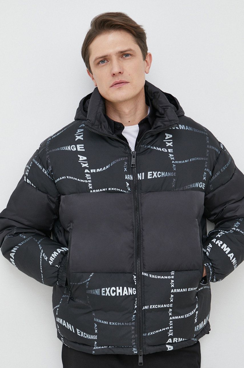 Armani Exchange geaca barbati, culoarea negru, de iarna, oversize answear.ro imagine noua