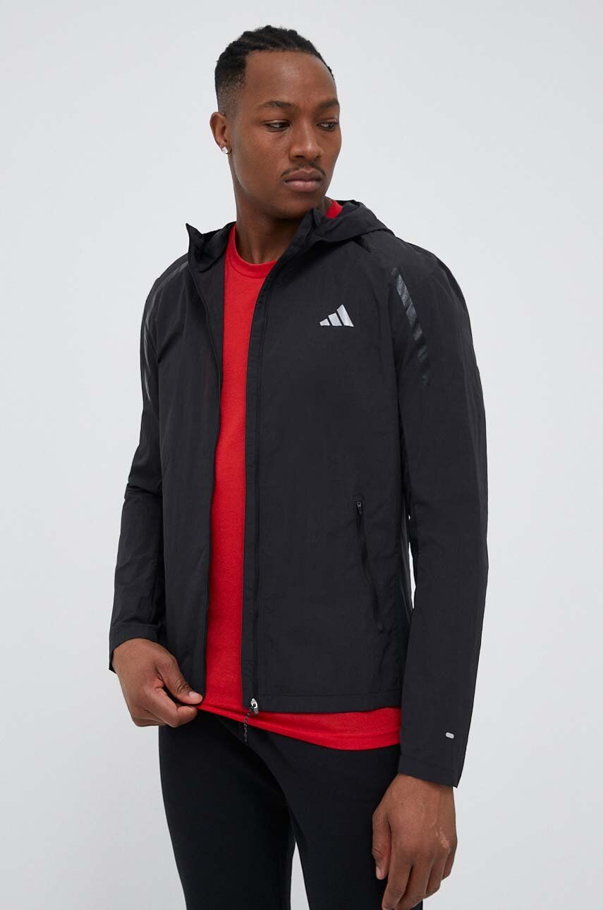 adidas Performance jachetă de alergare Marathon culoarea negru, de tranzitie