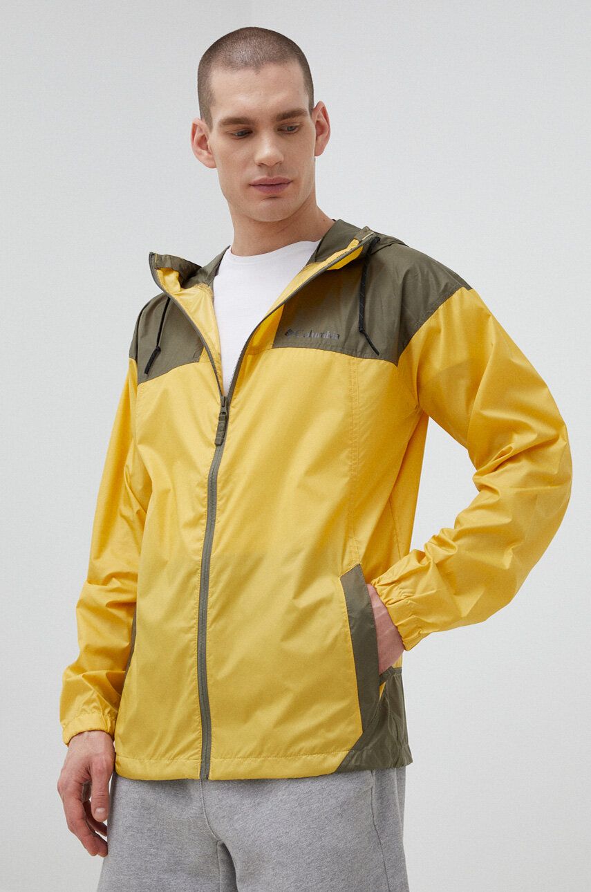 Bunda Columbia pánská, žlutá barva, přechodná - žlutá -  100 % Polyester