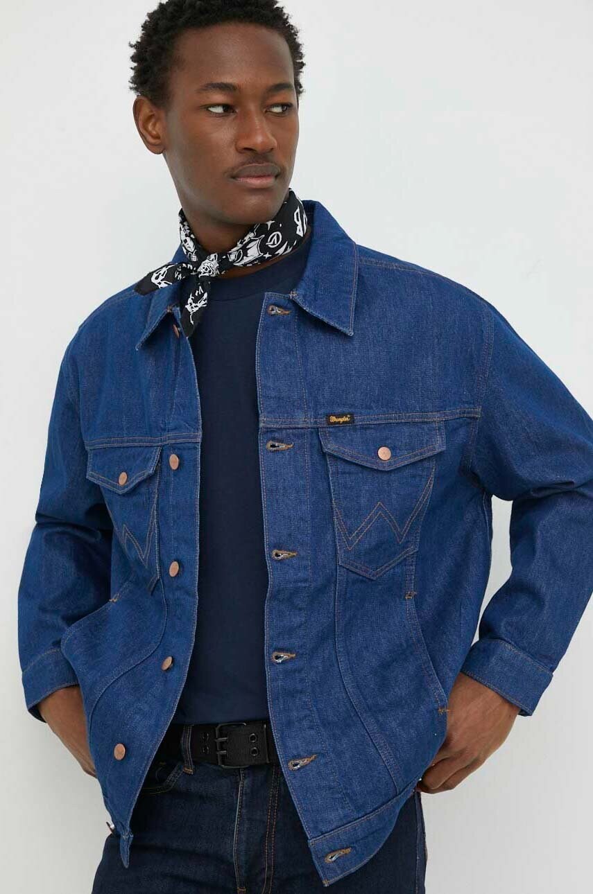

Джинсова куртка Wrangler чоловіча колір синій перехідна