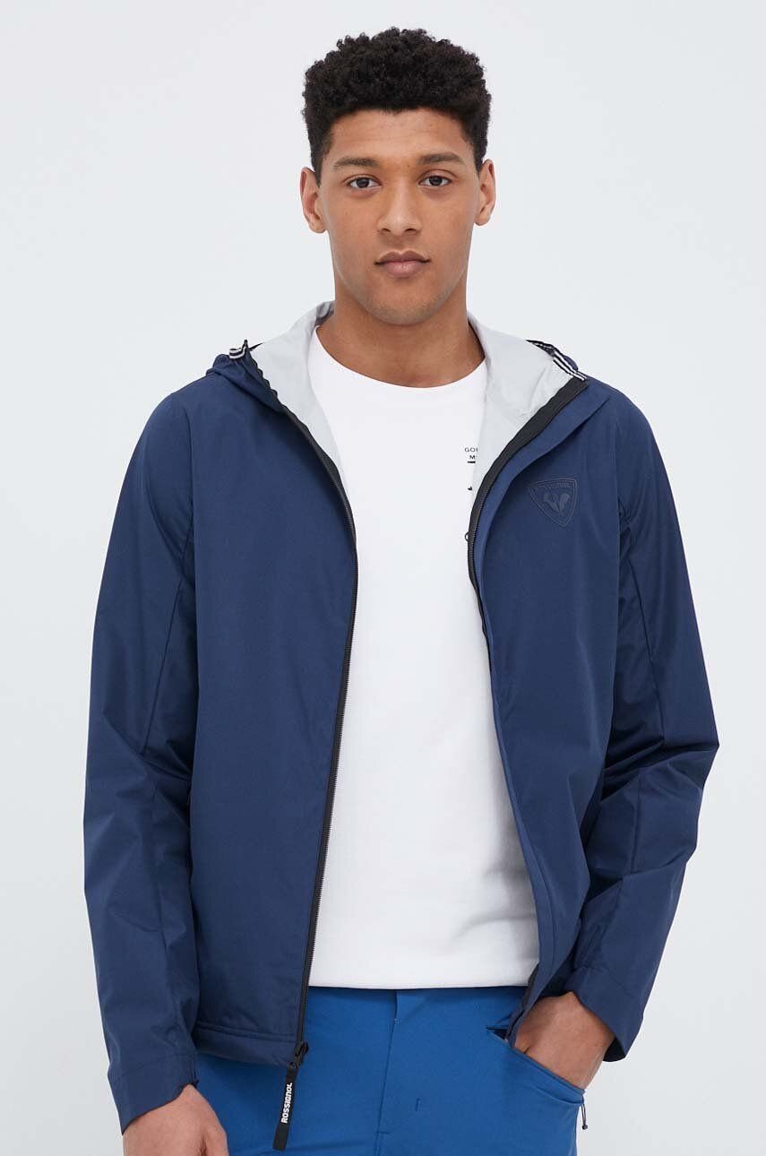 Nepromokavá bunda Rossignol pánská, tmavomodrá barva - námořnická modř -  100 % Polyester