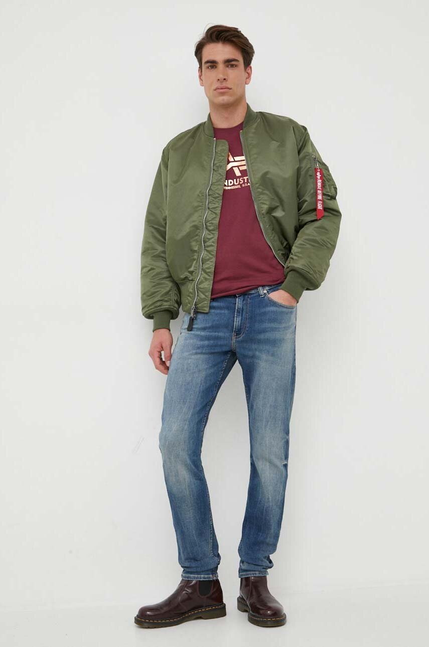 Alpha Industries Geacă Bomber Cu Două Fețe MA-1 Bărbați, Culoarea Verde, De Tranziție 100101.01-SageGreen