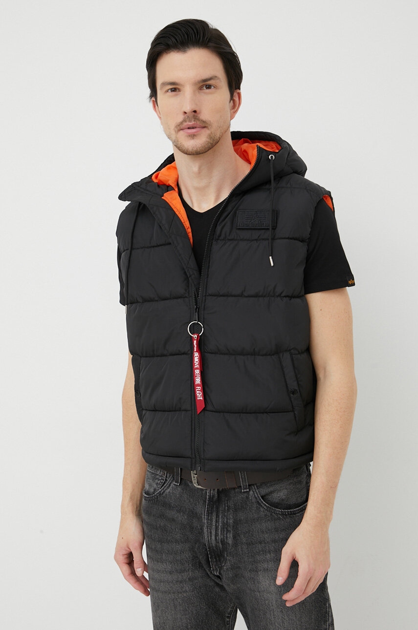 Alpha Industries vestă bărbați, culoarea negru, de tranziție 118110.03-Black
