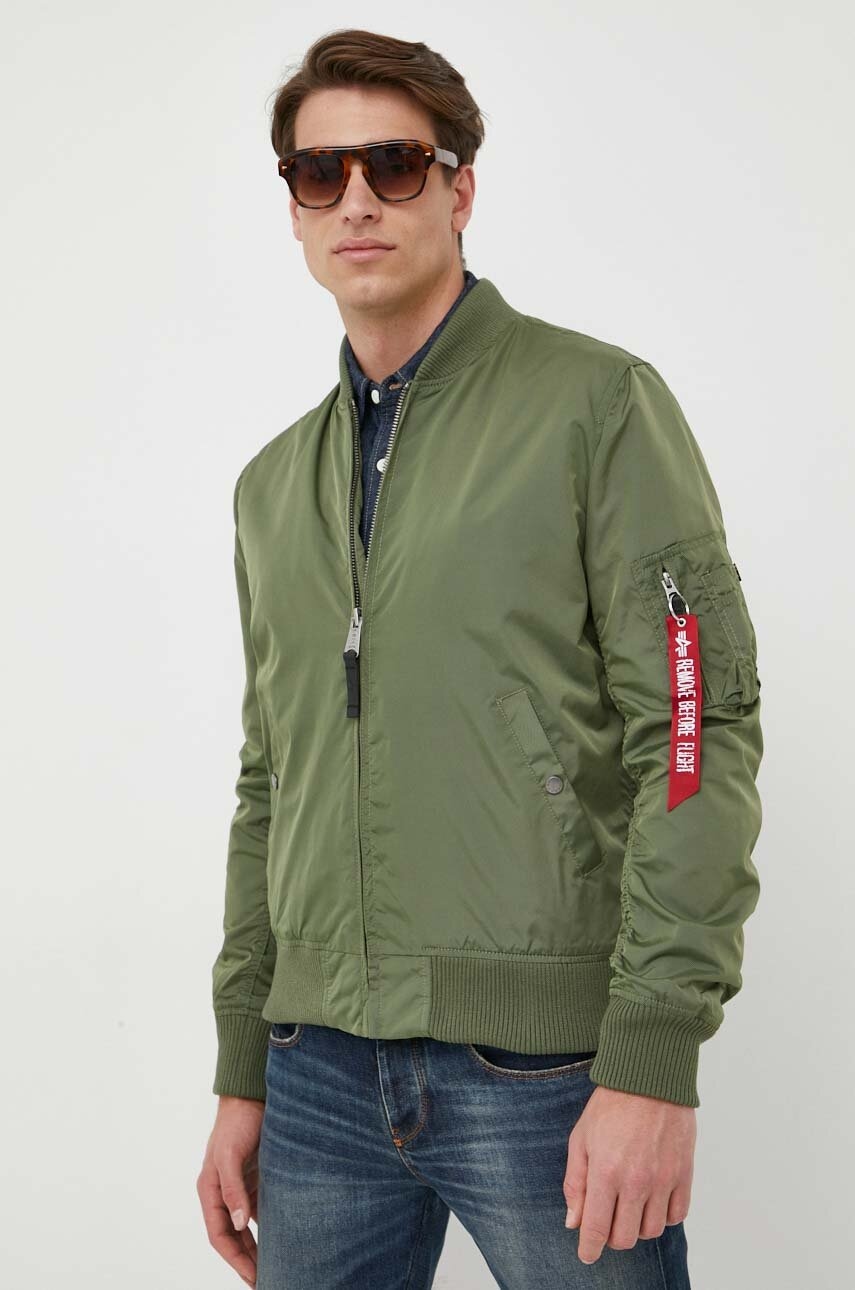 Alpha Industries Geaca Bomber Ma-1 Tt Barbati, Culoarea Verde, De Tranzitie 191103.01-sagegreen