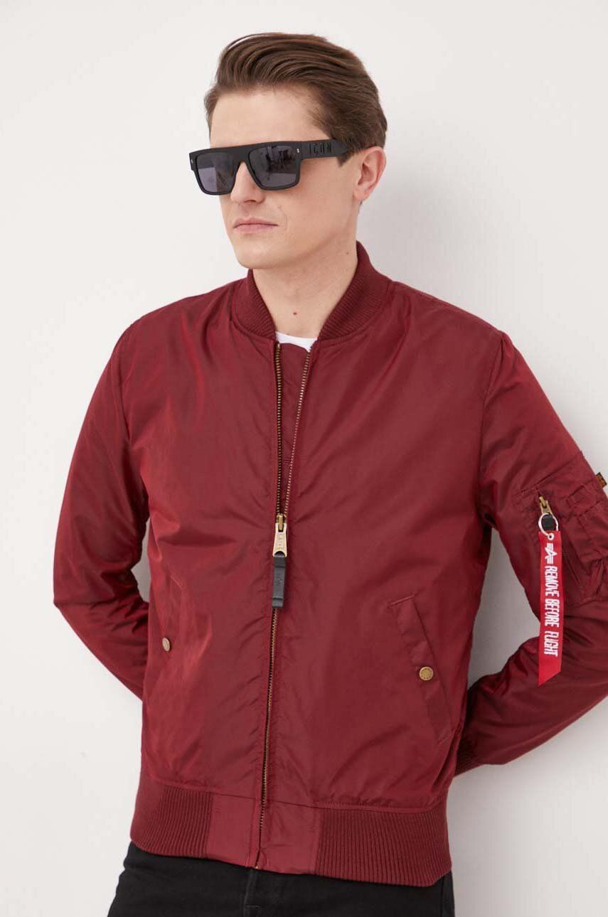 Levně Bomber bunda Alpha Industries vínová barva, přechodná, 191103.184-Burgundy