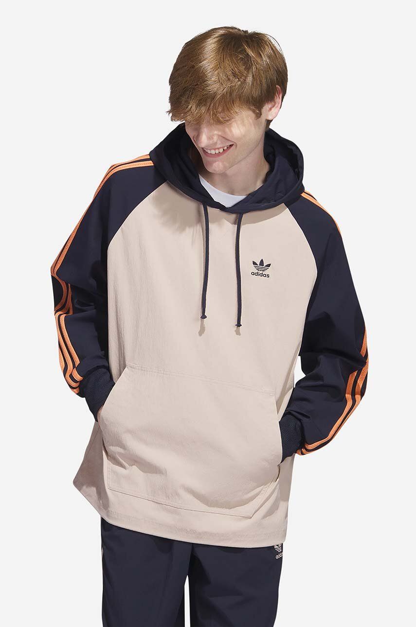 adidas Originals bluză SST Hooded Windbreak barbati, culoarea galben, de tranzitie, IC5537