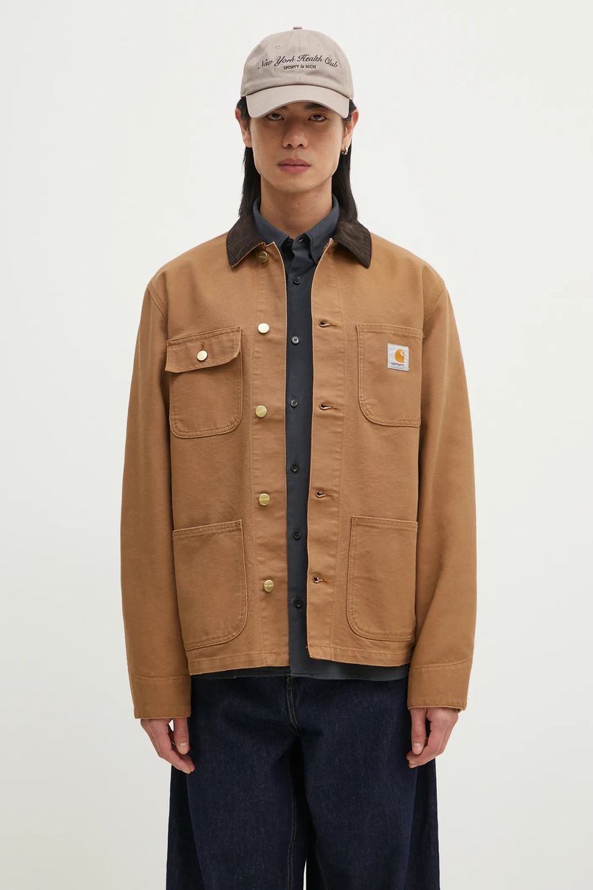 Bavlněná bunda Carhartt WIP Michigan Coat hnědá barva, I031519-HAMILTONBR