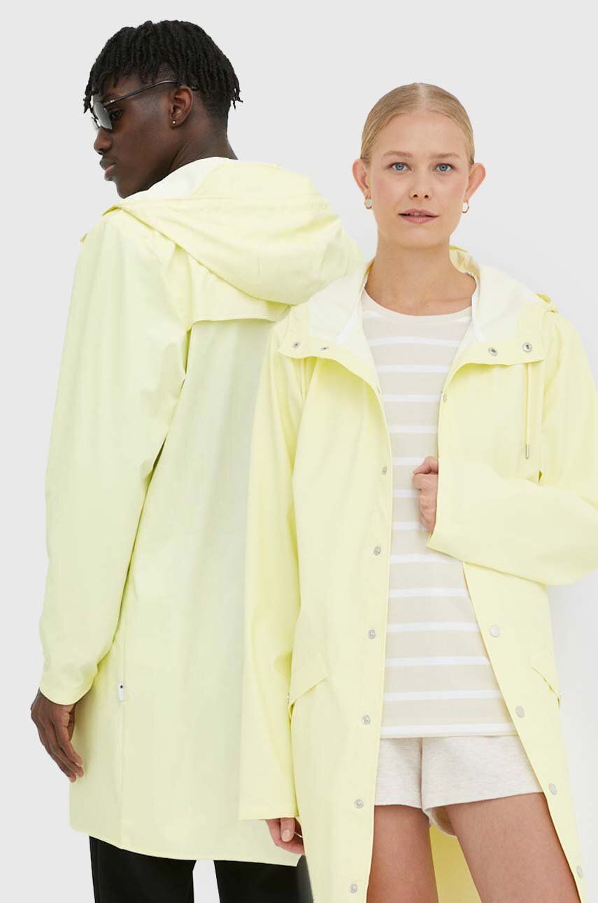 Nepromokavá bunda Rains 12020 Long Jacket žlutá barva, přechodná, 12020.39-39Straw