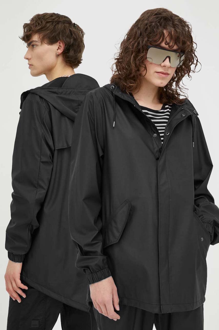 Nepromokavá bunda Rains 18010 Fishtail Jacket černá barva, přechodná - černá -  Hlavní materiál