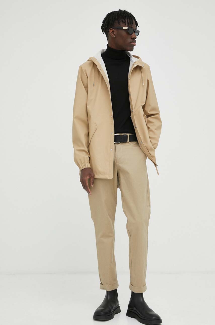 Αδιάβροχο μπουφάν Rains 18010 Fishtail Jacket χρώμα: μπεζ F30 φωτογραφία