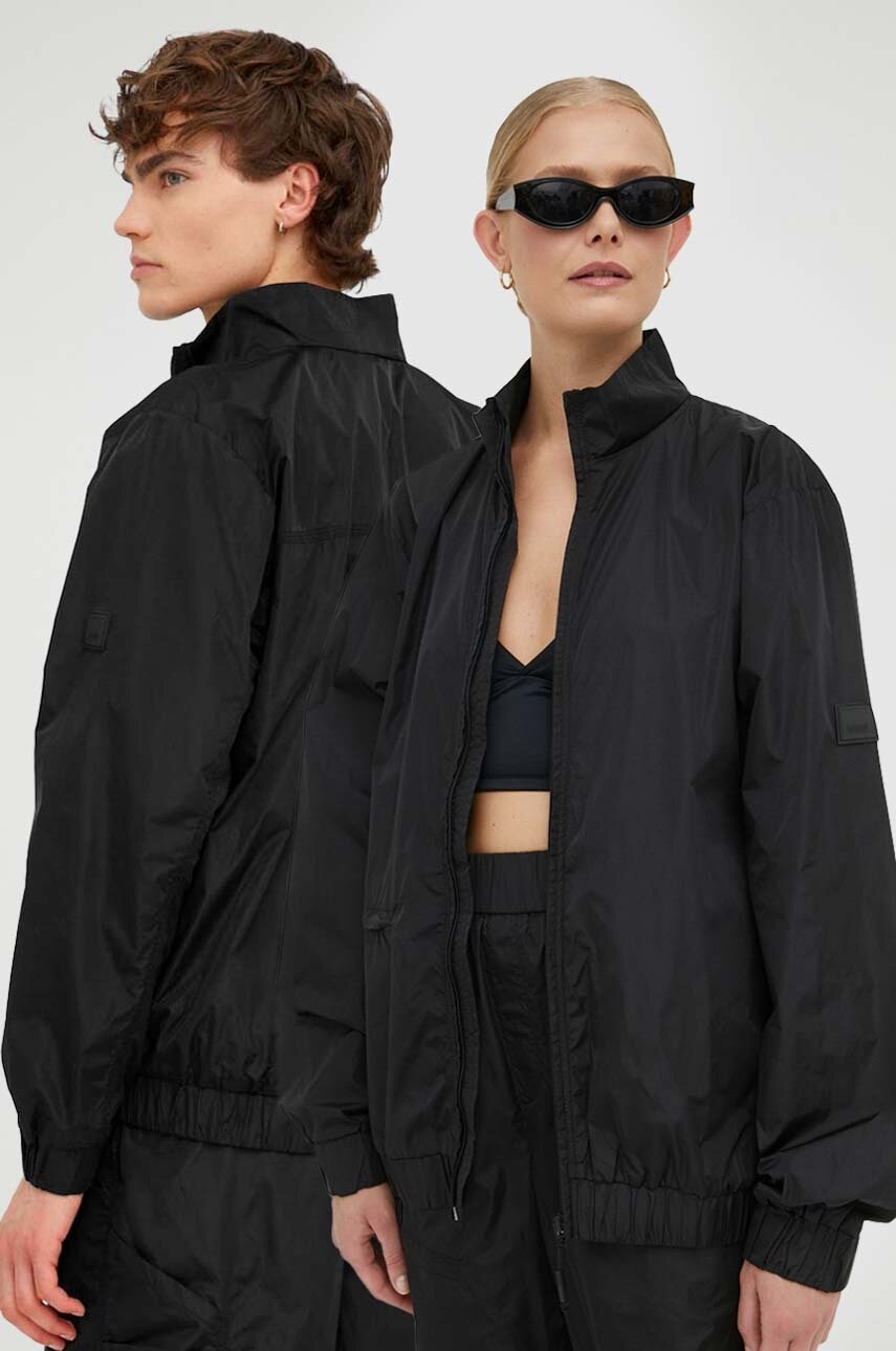 Rains geacă de ploaie 18900 Track Jacket culoarea negru, de tranziție, oversize 18900.01-01Black