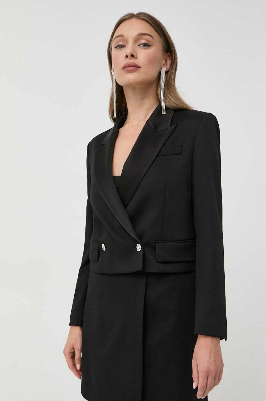 Vlněná bunda BOSS černá barva, hladká - černá -  Hlavní materiál: 100 % Virgin vlna Podšív