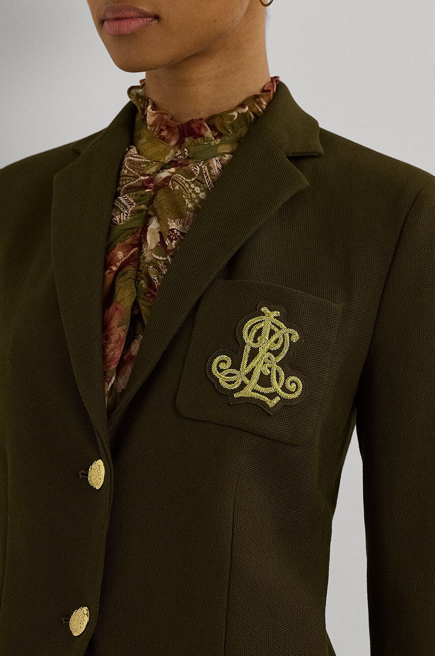 Піджак Lauren Ralph Lauren колір зелений однобортний однотонна 