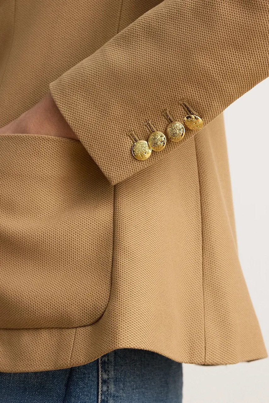 Lauren Ralph Lauren Lauren Ralph Lauren μονόπετο σακάκι γυναικείο βαμβακερό με ελαστάν - 5