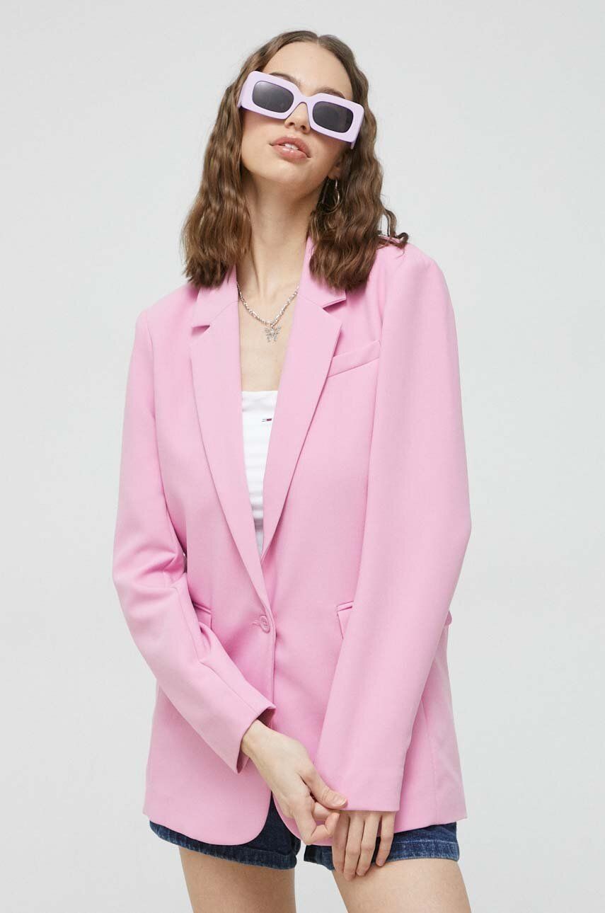 Sako Abercrombie & Fitch růžová barva - růžová -  Hlavní materiál: 80 % Polyester