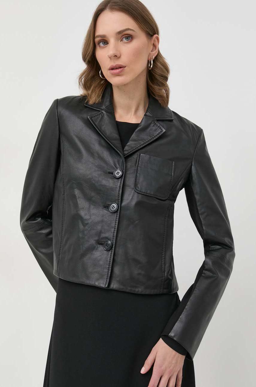 MAX&Co. geaca de piele femei, culoarea negru, de tranzitie answear.ro