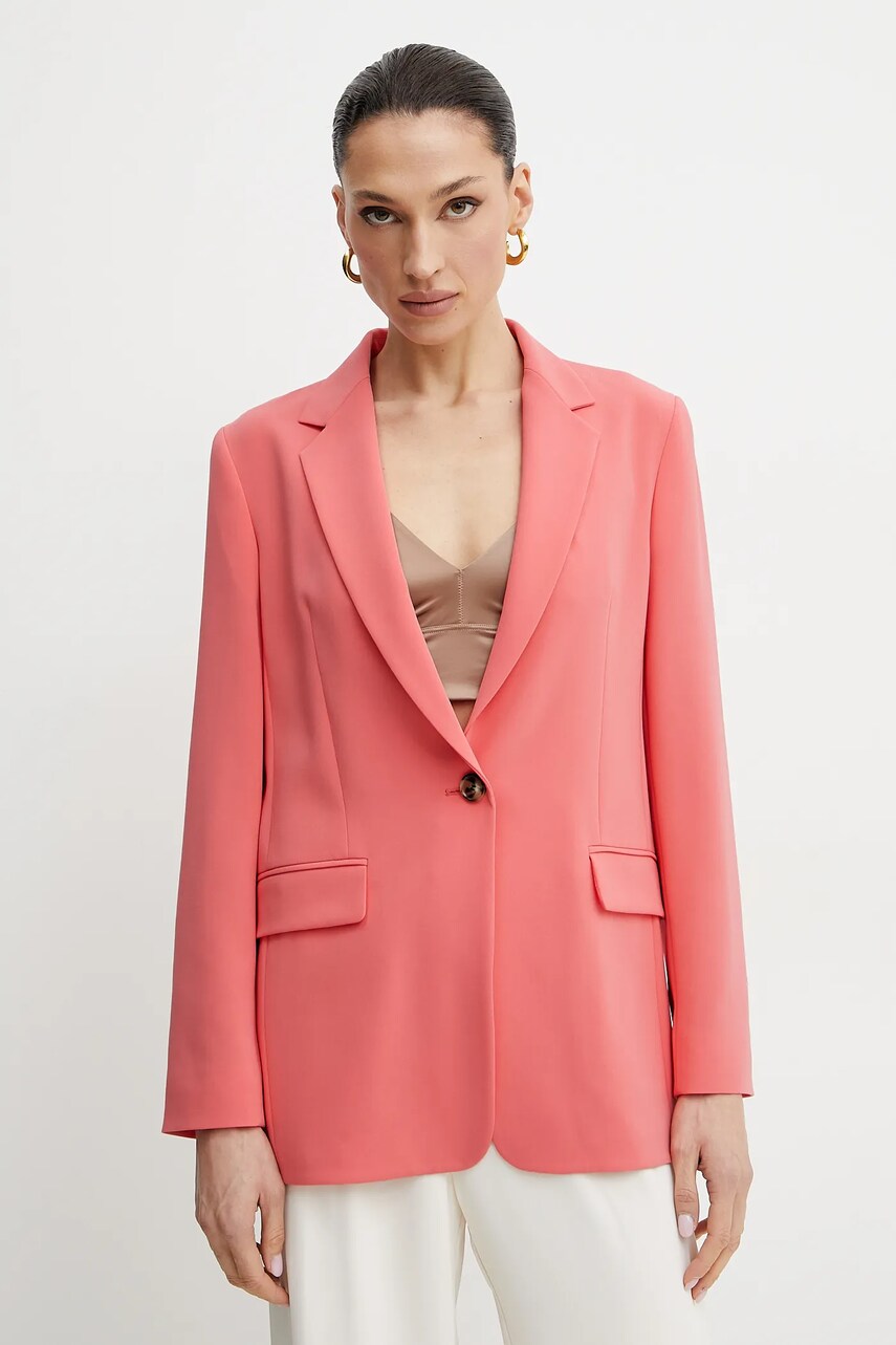 BOSS sacou culoarea roz, un singur rand de nasturi, neted