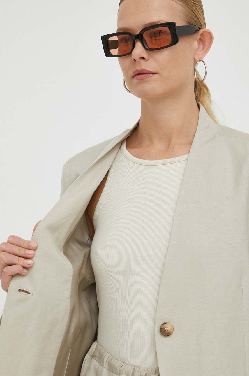 Λινό πανωφόρι Lovechild χρώμα: μπεζ φωτογραφία