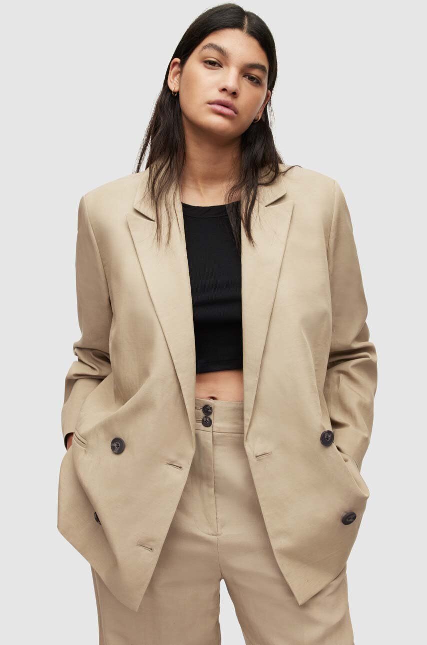 AllSaints blazer din amestec de in culoarea bej, oversize, neted 2023 ❤️ Pret Super answear imagine noua 2022
