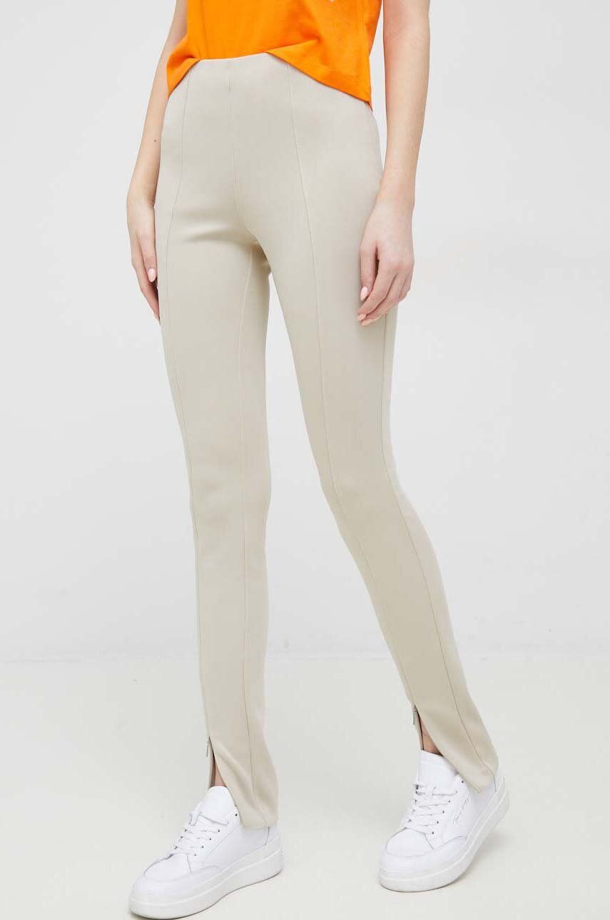 Kalhoty Calvin Klein dámské, béžová barva