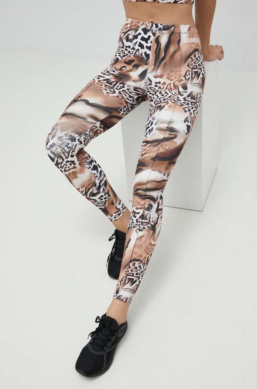 

Леггинсы Guess женские цвет коричневый с узором