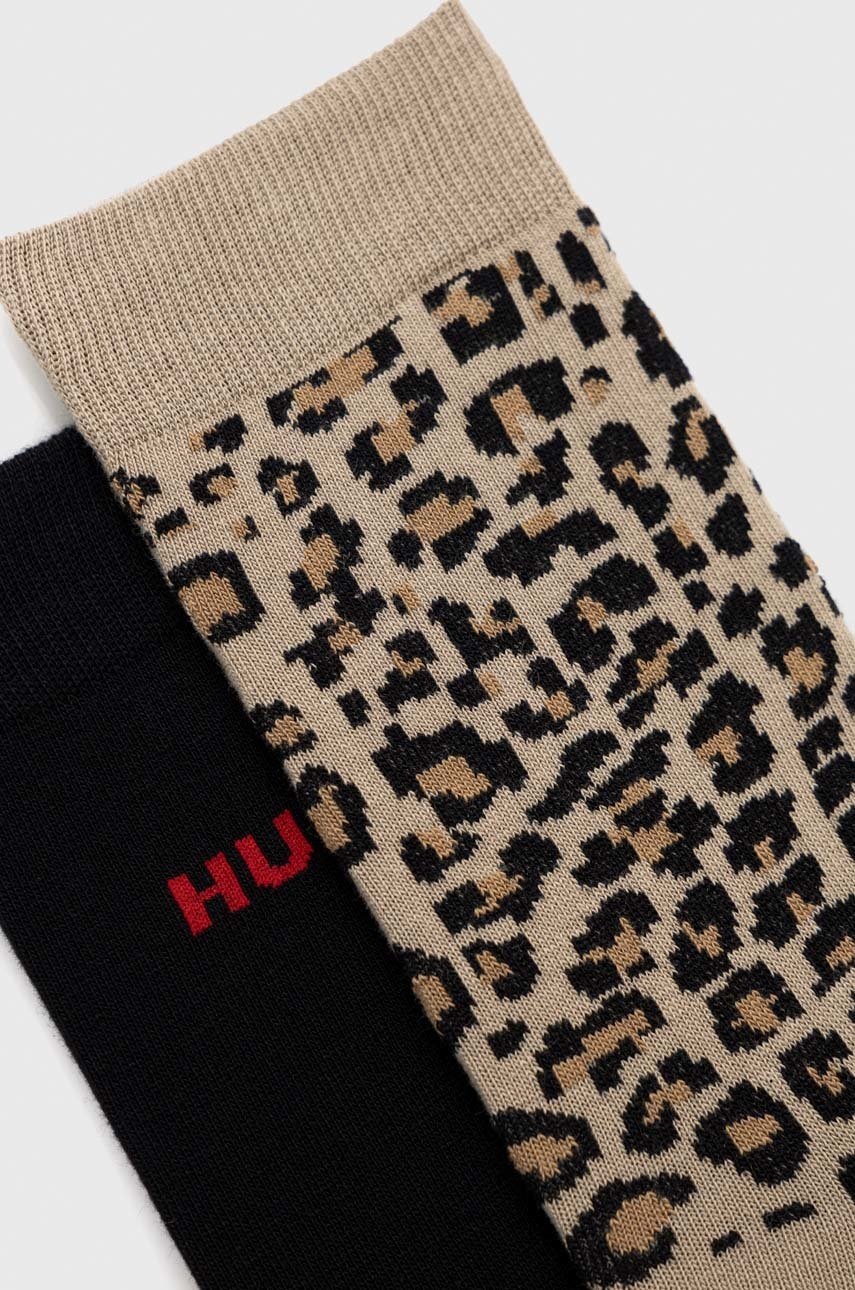 

Шкарпетки HUGO 2-pack жіночі колір бежевий