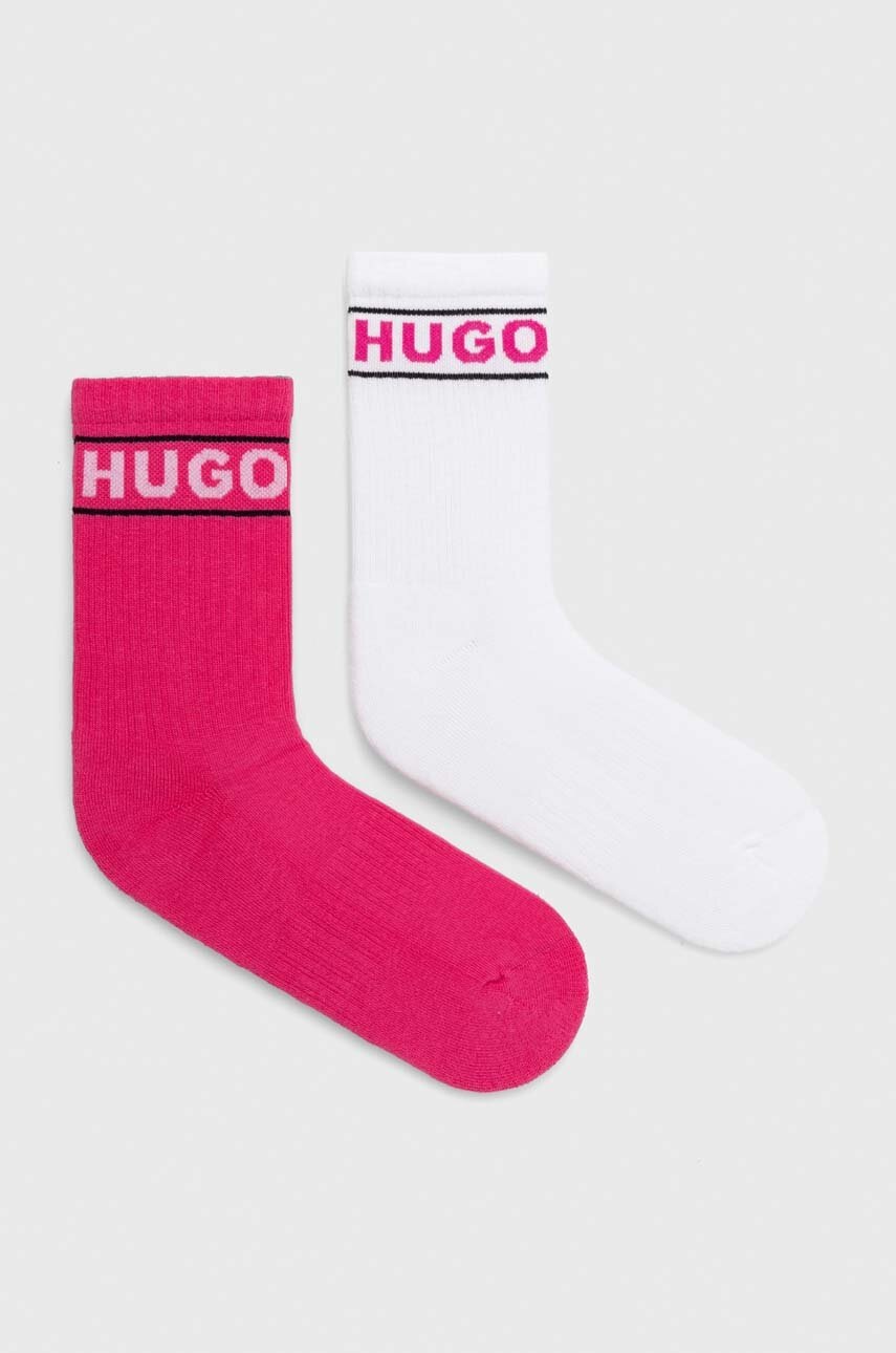 

Шкарпетки HUGO 2-pack жіночі колір рожевий