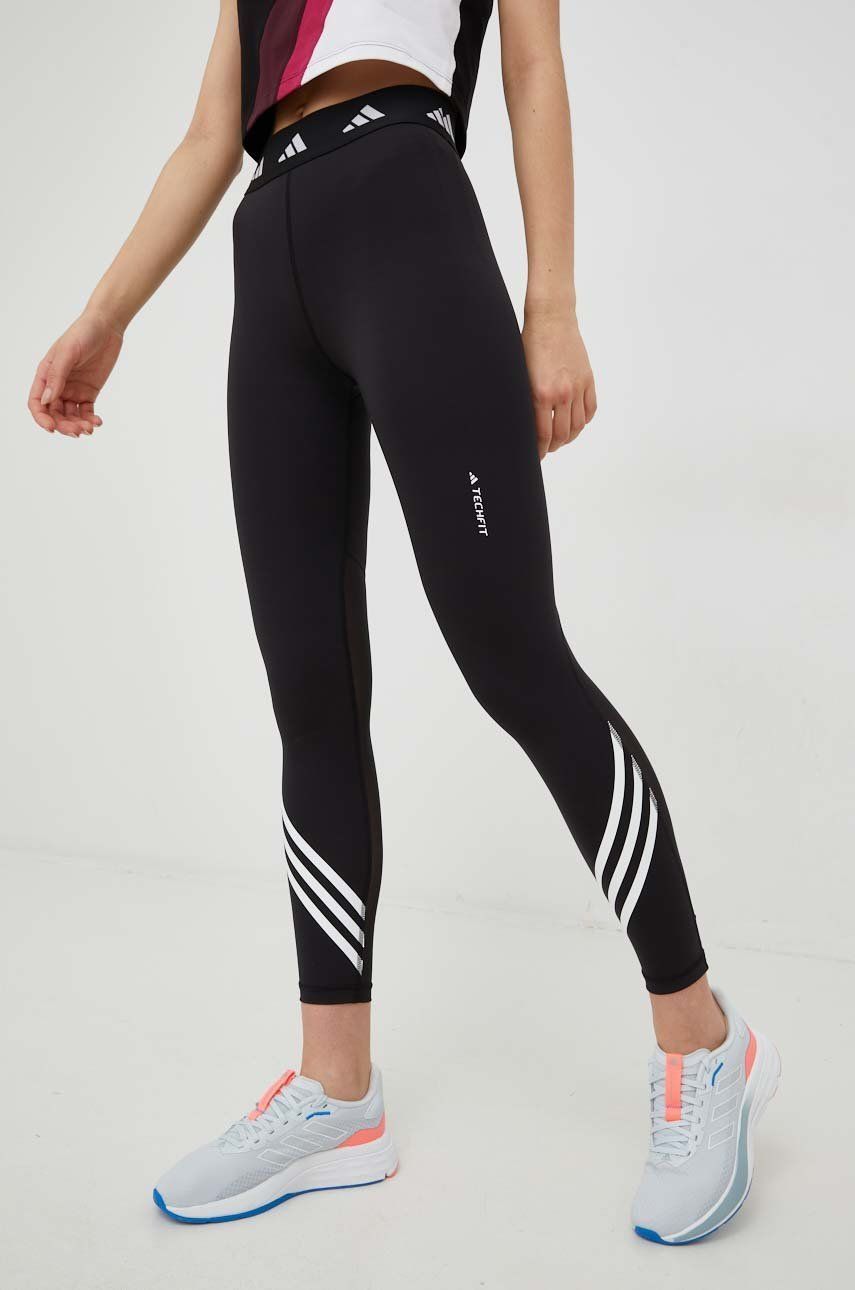 Adidas Performance Leggins De Antrenament Techfit Femei, Culoarea Negru, Cu Imprimeu